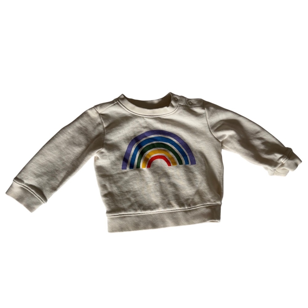 Rainbow Graphic Sweatshirt Cream Cotton Snap Shoulder 6-12 Months